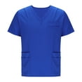 thumbnail image 5 of Aofany Scrub Tops for Men Men's Solid Color Scrubs Tops Plus Size Short Sleeve V Neck Working Nurse Unifrom with Pockets, 5 of 9