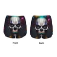 thumbnail image 3 of Susaid Modern Abstract Colorful Skull C Print Women's High Waisted Running Shorts Quick Dry Athletic Gym Track Workout Shorts Zip Pocket-Small, 3 of 7