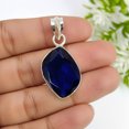 thumbnail image 3 of SATYAVIE JEWELLERY Faceted Blue Sapphire Pendant 925 Sterling Silver Pendant Handmade Jewelry For Women Gift, 3 of 6