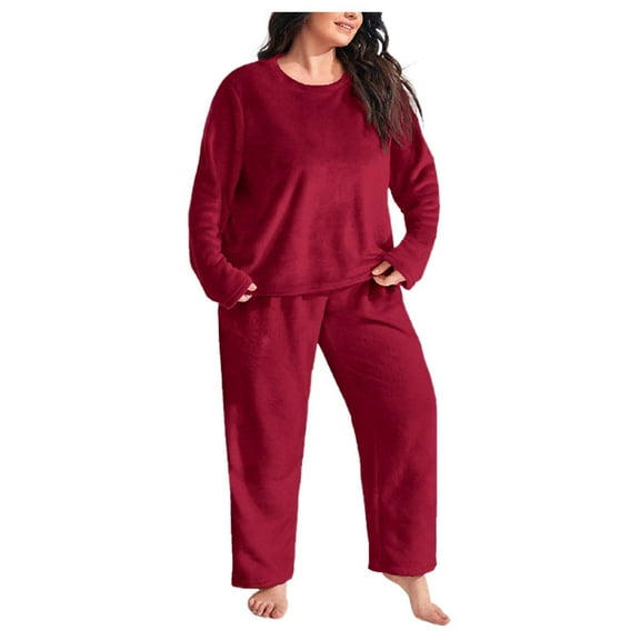XINXIAOO Women's Plus Size Flannel Pajama Set Thickened Warm Coral Loungewear Loose Fit Winter Sleepwear & Outerwear For Home And Outdoor Use Womens Two Piece Pajama Set Long Silk Pajamas for Women