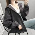 thumbnail image 5 of Chaquetas sólidas para mujer, moda coreana, cárdigans holgados de manga larga con capucha, abrigos de gran tamaño con una botonadura, ropa informal para mujer, 5 of 5