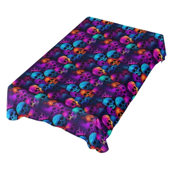 JSTEL Rainbow Skulls Table Cloth Rectangle 54 x 72 Inch Tablecloth Anti Wrinkle Table Cover for Dining Kitchen Parties