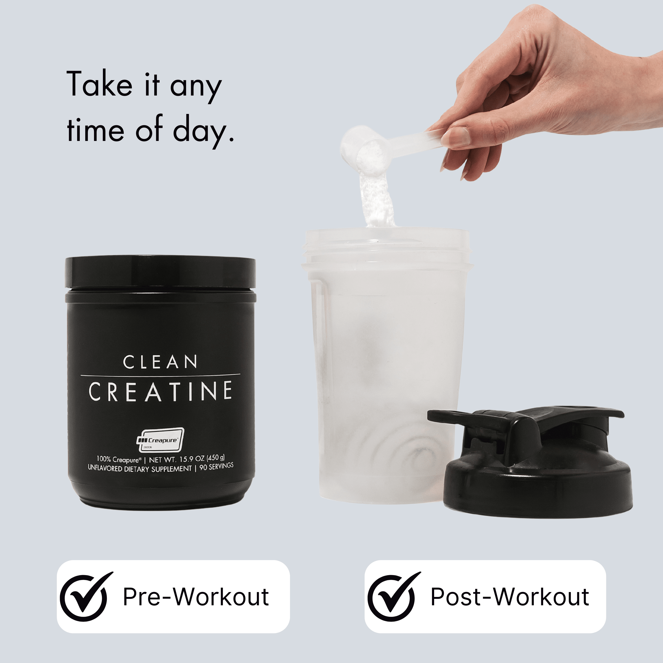 CLEAN Creatine - 100% Creapure® Creatine Monohydrate Powder for Muscle Growth | 450 Grams - 90 Servings | Unflavored | Vegan, Keto, Gluten-Free, and Easy to Mix