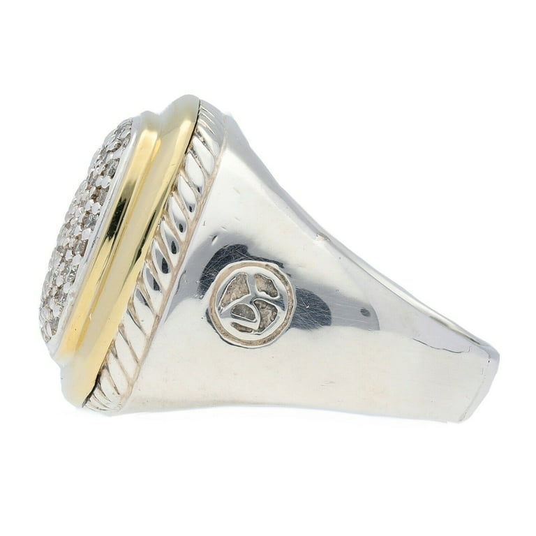 David Yurman Sterling Silver 925 750 Diamonds Ring Size 8.85 Men s