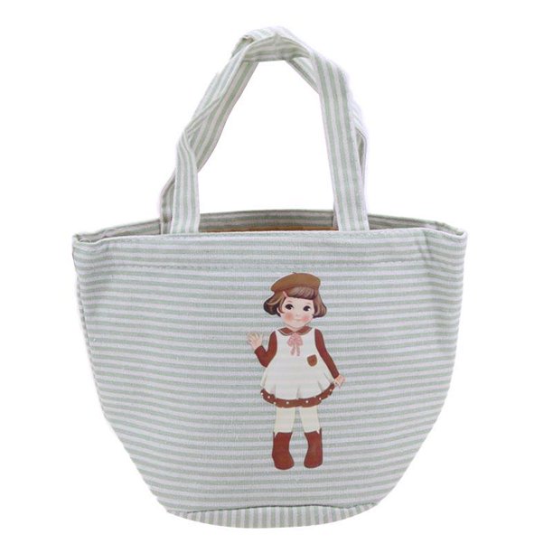 Bolsa de almuerzo para muñecas lona aislante portátil caja de comida impermeable para niños (verde) JShteea Libre de BPA