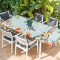 thumbnail image 2 of Easter Table Cloths for 8 Foot Rectangle Tables, Spring Farmhouse Bunny Flower Teal Wood Grain Patio Waterproof Elastic Fitted Tablecloths, Washable Rectangular Table Cover for Camping, 2 of 8