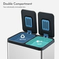 ELPHECO 13.2 Gallon Stainless Steel Kitchen Trash Can, Dual Compartment