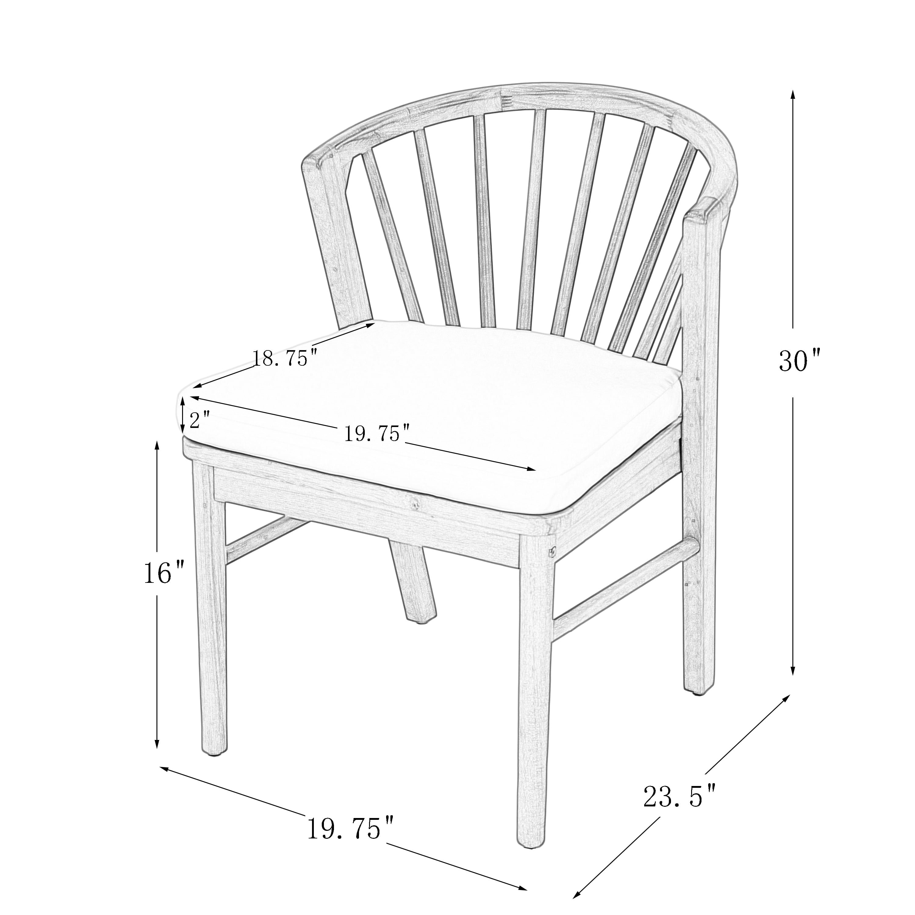 Dining Chairs Set of 2, Outdoor Acacia Wood Chairs with Cream Washable Cushion for Backyard, Teak