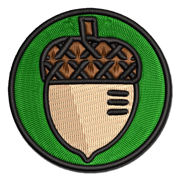 Acorn Doodle Applique Multi-Color Embroidered Iron-On Patch - 2.5 Inch Small