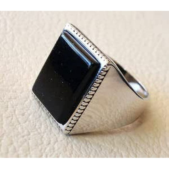 Black Onyx Ring, Oxidized Silver Jewelry, 925 Silver Ring, Father's Day, Flat Natural Black Onyx, December Birthstone Ring, Heavy Mens Ring, Spiritual Healing Gemstone, Christmas, Designer Mens Ring