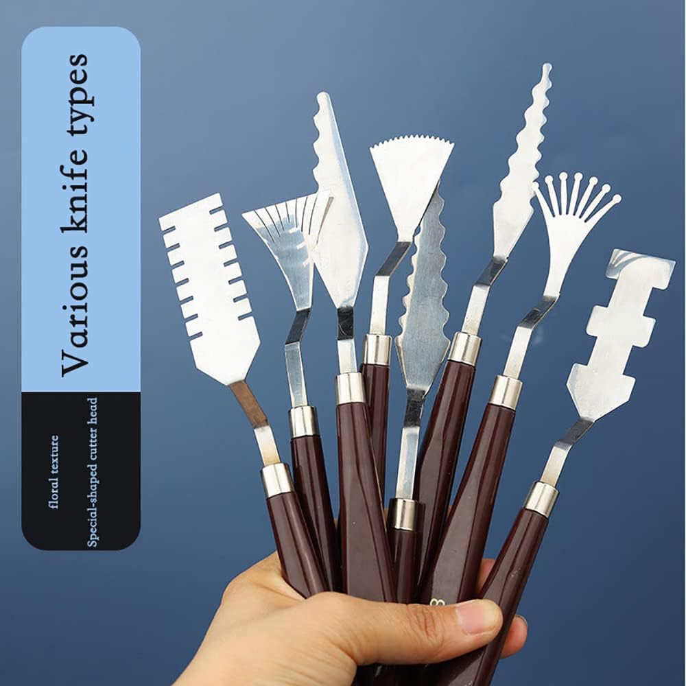 9 Pcs Flower Art Scraper Texture Knife - Palette Knife For Oil Painting 