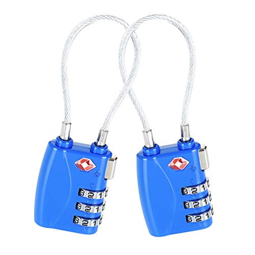 Candado para maletas Azul aprobado por la TSA (2 piezas) TIMOTECH Candado para maleta