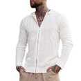 thumbnail image 1 of Suéter con Cremallera Completa para Hombres Abrigo Informal Cómodo de Color Puro para Hombres Abrigo de Manga Larga para Uso Diario en el hogar Blanco XXL, 1 of 6