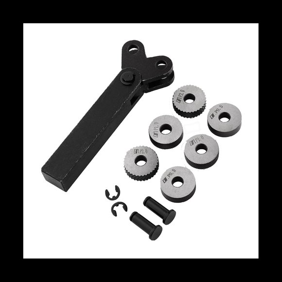 Juego de Herramientas de Moleteado de Torno de Metal de Rueda Doble de Alta Resistencia de 7 Piezas, con Rueda de Moleteado Recto de Paso de 0,5 Mm/1,0 Mm/2,0 Mm