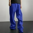 thumbnail image 3 of Kixjoy Mens Casual Pants Wide Leg Open Bottom Loose Fit Pants Drawstring Elastic Waist Fall Sweatpant Lounge Basic Lightweight Trousers for Men with Pockets, Blue XL, 3 of 9