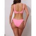 thumbnail image 3 of DARING DIVA Women's Cutout Racerback Ribbed Bikini Set Medium Pink, 3 of 6