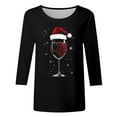 thumbnail image 3 of Christmas Shirts for Women 3/4 Sleeve Tops Casual Loose Fit Print Holiday T Shirts for Ladies, 3 of 4
