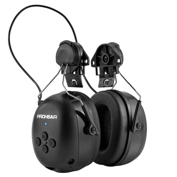 PROHEAR 037BR04 Bluetooth Hearing Protection with Adapter for 3M H-700 Hard Hats/DEWALT Hard Hat, 40H Playtime Safety Headphone for Construction Worker, Mowing - Black