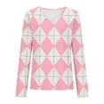 thumbnail image 4 of Women's Casual Non Positioning Printed-neck Long Sleeved T-shirt Loose Fashionable Top, 4 of 4