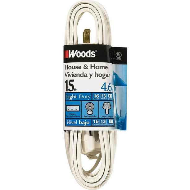 Woods 15Foot Cube Extension Cord with Power Tap, White