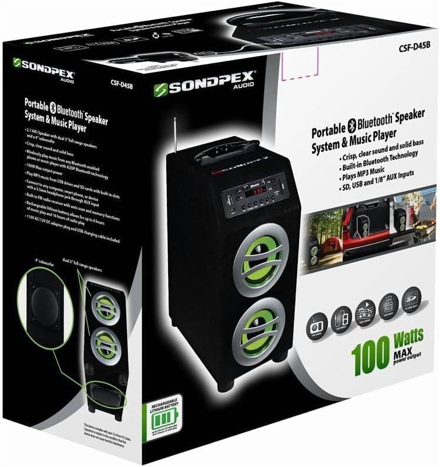 Sondpex CSF-D45B Portable Bluetooth Speaker System and Music Player