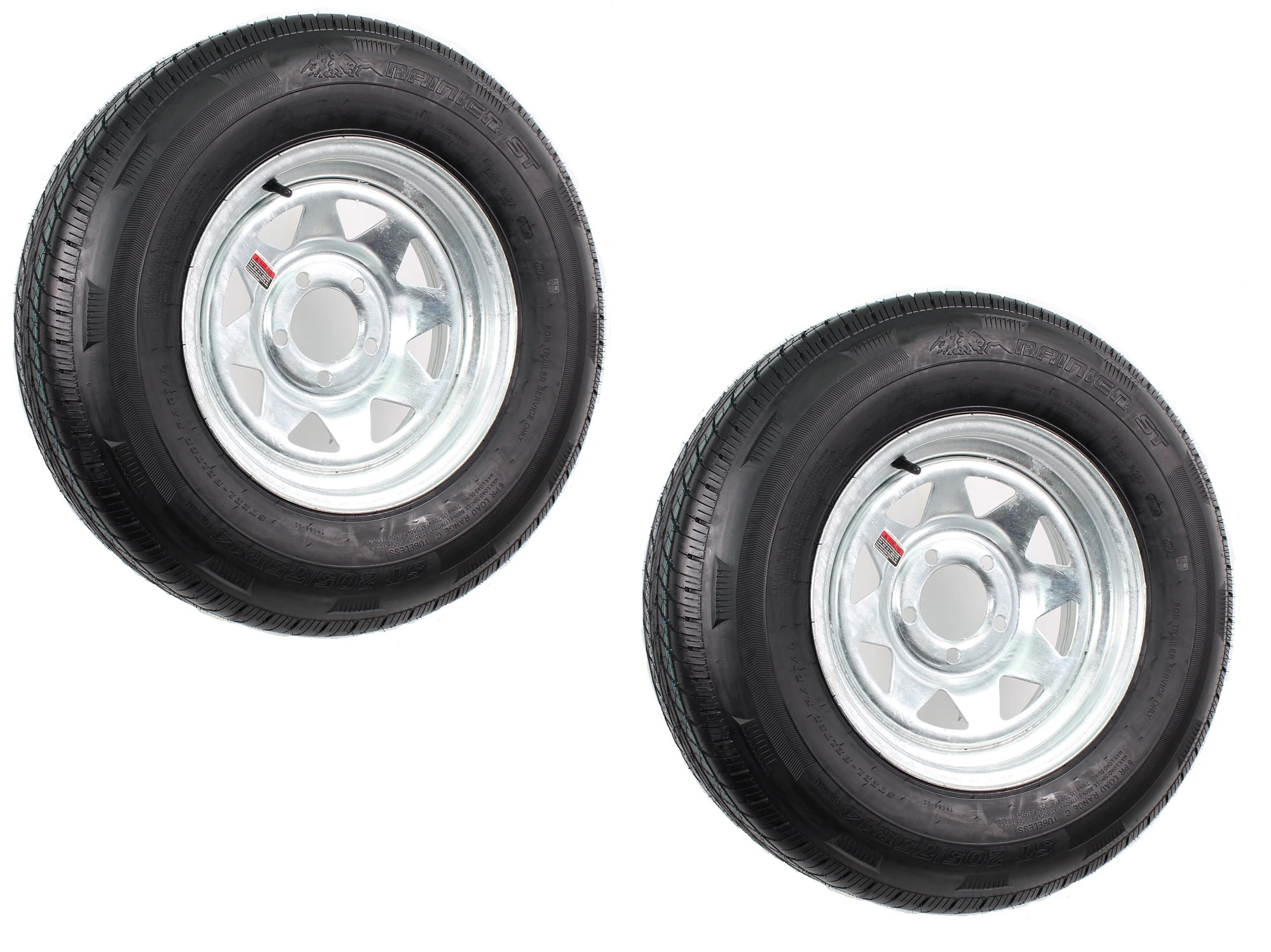 eCustomRim 2-Pack Radial Trailer Tire Rim ST185/80R13 Load Range D 5-4.5 Black Spoke 3.19CB 