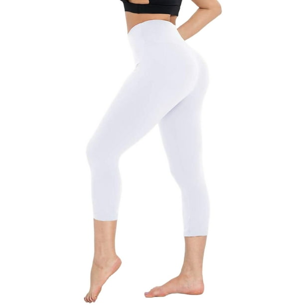 MAWCLOS Ladies Workout Pants Tummy Control Capri Leggings High