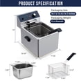 thumbnail image 2 of Eastvita 8L Stainless Steel Electric Deep Fryer with Basket - 1600W Single Tank Adjustable Temperature Electric Fryer for Kitchen/Restaurant/Commercial Use, 2 of 6
