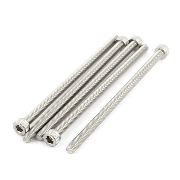M5x100mm Thread 304 Stainless Steel Hex Socket Head Cap Screw Bolt DIN912 5pcs