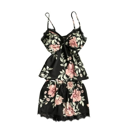 

Aoochasliy Sleepwear for Women Clearance New Sexy Lace Print Lingerie Silk Underwear Sleepwear Underwear Pajamas Satin