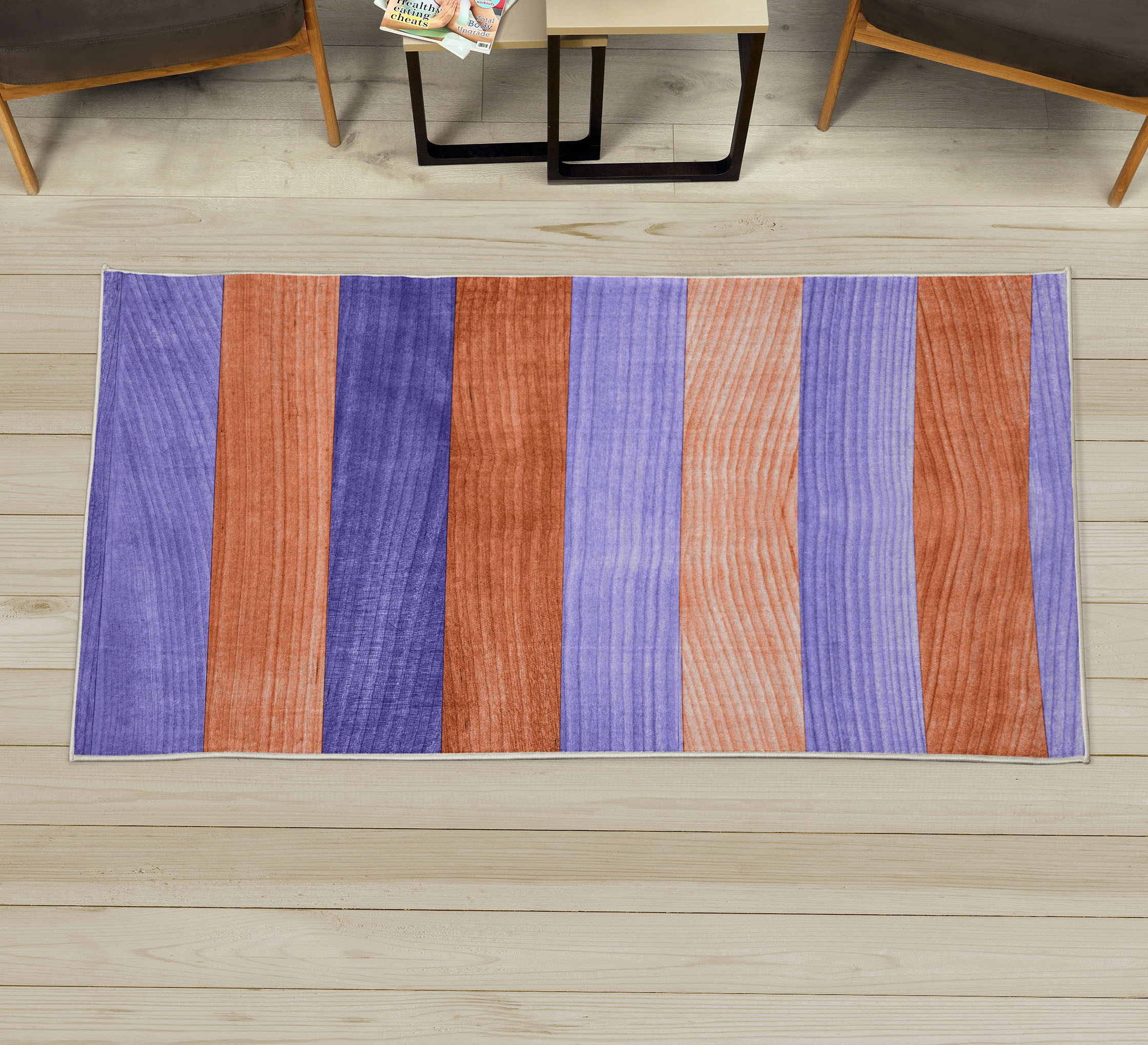 Rustic Decorative Rug, Painted Wood Board Horizontal Lines Birthdays ...