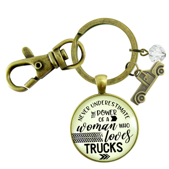 Truck Charm Gutsy Goodness Bronze Keychain Woman Loves Female Truck Jewelry