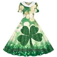 thumbnail image 2 of MKOSPLRT Robe Trèfle pour Fille Manches Courtes Vintage Robe Longueur Genou Robe de Fête de la Saint-Patrick Robe de Bal, 2 of 6