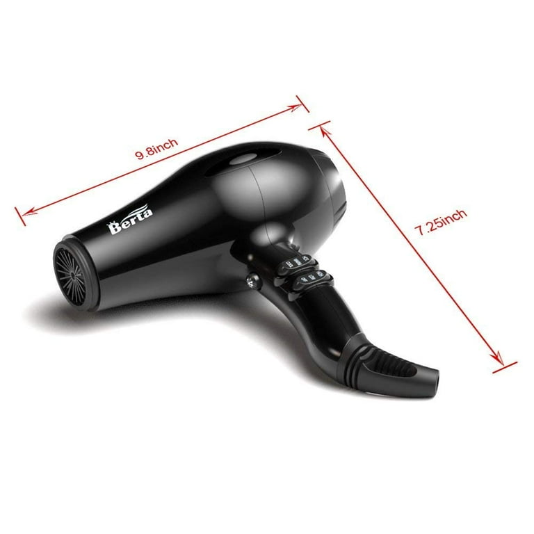 Berta 1875W Hair Dryer Negative Ionic Blow Dryer Attachments,
