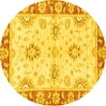 thumbnail image 1 of Ahgly Company Machine Washable Indoor Round Oriental Yellow Traditional Area Rugs, 6' Round, 1 of 4