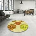 thumbnail image 4 of Ahgly Company Tapis d'Intérieur Rond Lavable en Machine Transitionnel Sedona Brun, 3 Pieds Rond, 4 of 7