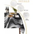 thumbnail image 2 of Abstract Waves Table Cloth, Black Grey Modern Geometric Striped Waterproof Tablecloth for Square Tables, Reusable Washable Fabric Table Cover for Restaurant Kitchen Dining Tables 60"x60", 2 of 6
