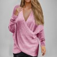 thumbnail image 2 of Sentmoon Womens Sweaters V Neck Soft and Cozy Knitted Long Sleeve Work Tops for Women Solid Color Oversized Loose Womens Top Soft and Comfortable Fall and Winter for Weekend Outings L, 2 of 8