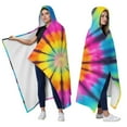 thumbnail image 2 of Wearable Blanket,Rainbow Tie Dye Mandala Pattern Hooded Wearable Flannel Blanket for Adults & Teens,Winter Poncho Shawl Wrap Cape Cozy Anti-Pill,60"x80", 2 of 5