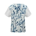 thumbnail image 5 of EGNMCR T-Shirts pour Femmes Femmes Mode Été Pli Imprimé Régulier Femmes Manches Courtes Col en V Bouton Haut, 5 of 5