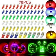 TSV 70pcs T5 LED Instrument Dash Light Bulbs, T10 LED Dashboard Lights, T10 T5 LED Instrument Cluster Panel Gauge Dash LED Bulb Light Fits for Corner Parking Side Marker Tail License Lights, 12V