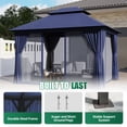 thumbnail image 3 of Clouddwell 10'x 12' Patio Gazebo Double Roof Protection All-Weather Outdoor Shelter Features Insect Screens & Privacy Curtains Ideal for Backyard, Lawn, (Blue), 3 of 8