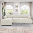 thumbnail image 2 of Aukfa 93" Sectional Sofa, Living Room Modular Couch with Ottoman, Pillow Top Arms, Velvet, Beige, 2 of 10