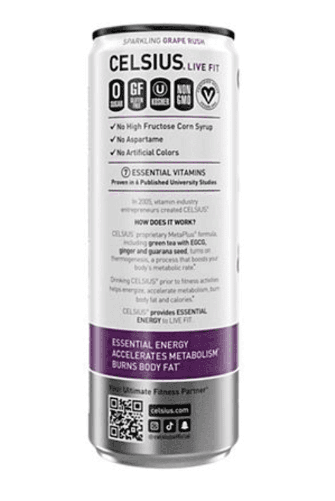 Celsius Live Fit Energy Drink - Grape Rush (12 x 12 Fl Oz., Sugar-Free)