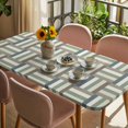 thumbnail image 3 of Green Stripes Texture Table Cloths for 6 Foot Rectangle Tables, Retro Minimalist Geometric Lines Art Patio Waterproof Elastic Fitted Tablecloths, Washable Rectangular Table Cover for Camping, 3 of 8