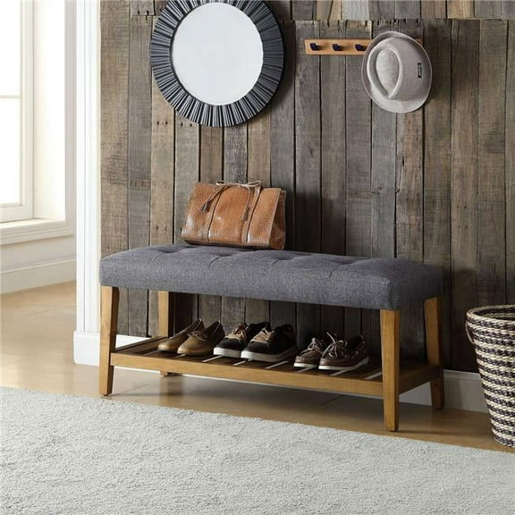 18 x 40 x 16 in. Wo Gray & Oak Bench