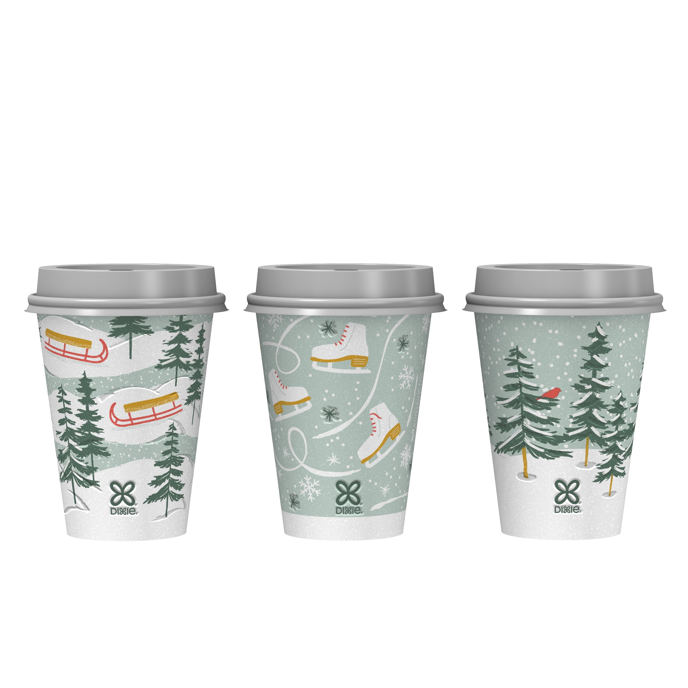 (2 pack) Dixie To Go Winter Design Disposable Paper Cups, 12 oz, Multi-Color, 26 Count