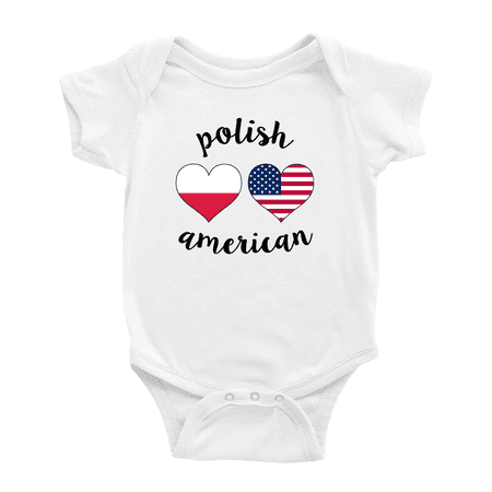 

Polish American Flag Two Hearts Cute Baby Bodysuit Baby Clothes (White 12-18 Months)