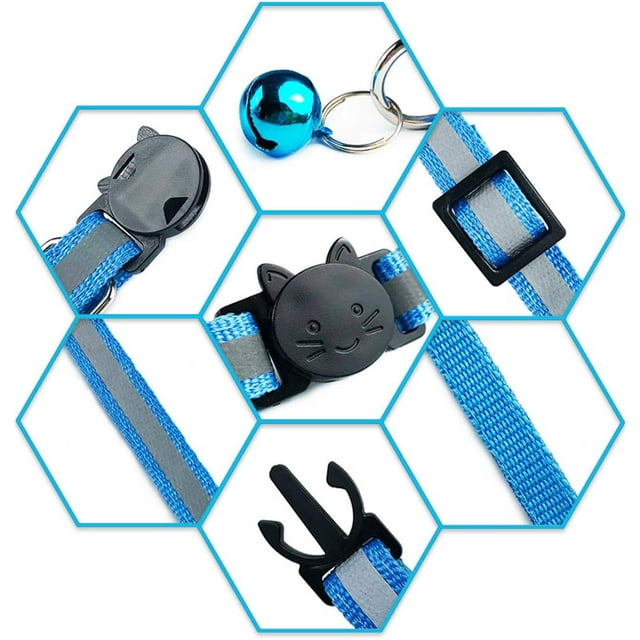 Billuyoard Collar para gatito único de 8 piezas con campana, collares reflectantes suaves y cómodos para gatos Suministros para gatos