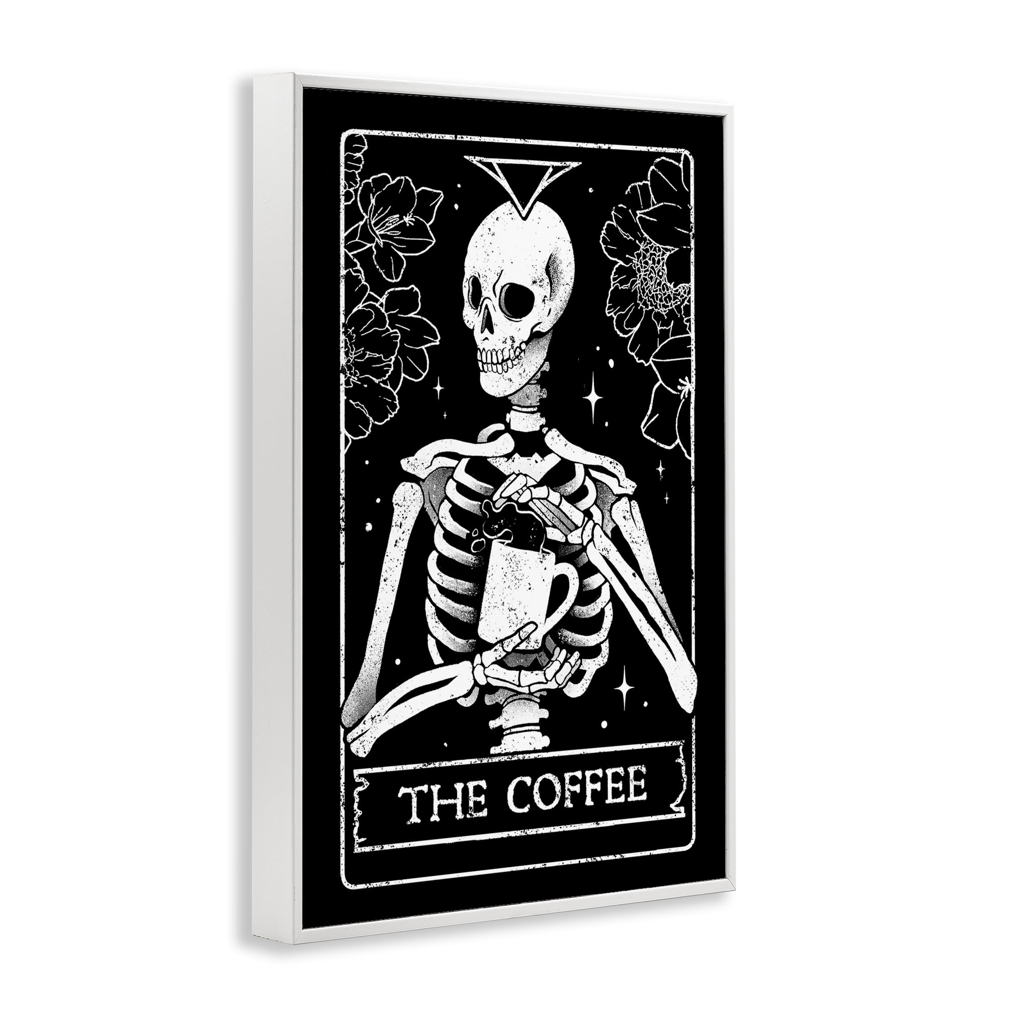Stupell Industries The Coffee Skeleton Tarot White Framed Giclee Art, design by EduEly Designs